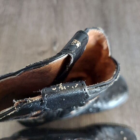 Jar Boots Black Ostrich Print Western Cowboy Boots Size 1 - Picture 10 of 12